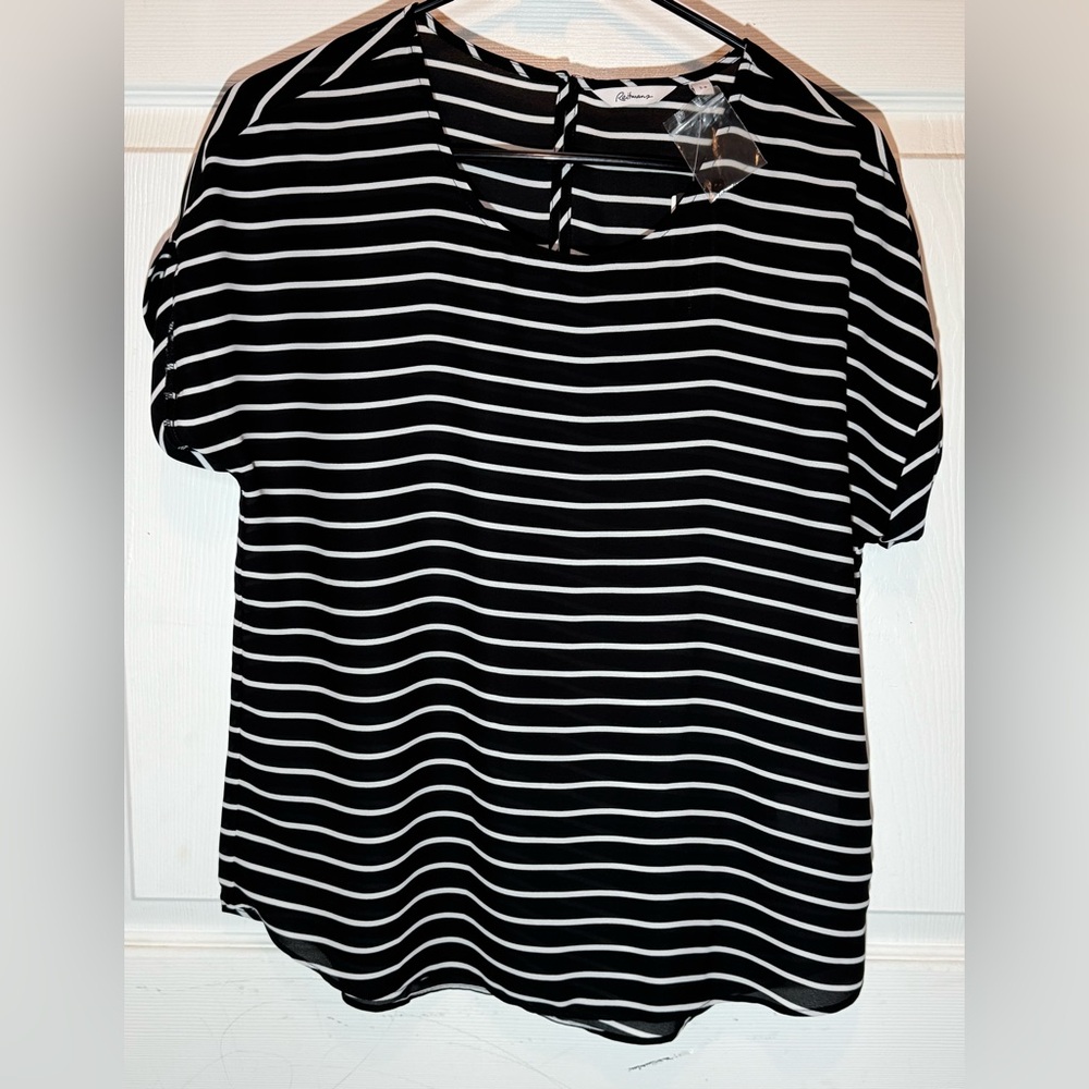 Reitmans Dolman sleeve Black and White Striped Blouse